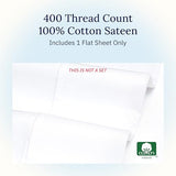 California Design Den Cal King Size Flat Sheet, Soft 400 Thread Count 100% Cotton Sheet, Sateen,& Breathable Bed Sheets, White Flat Sheet, Single California King Flat Sheet Only - White California Design Den