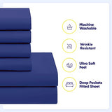 Sweet Home Collection 5 Piece Comforter Set Bag Solid Color All Season Soft Down Alternative Blanket & Luxurious Microfiber Bed Sheets, Royal Blue, Twin Sweet Home Collection