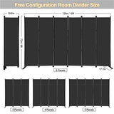 MAYOLIAH 6 Panel Folding Privacy Screen 9ft Wide, 6ft Tall Partition Room Divider Portable Office Walls Dividers, Black MAYOLIAH