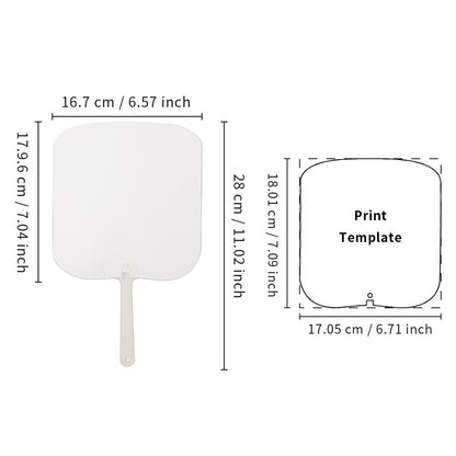 PYD Life 20 Pack Sublimation Church Fans Handheld Set Blanks Bulk 7" x 6.7" Paddle Plastic Double-Sided Printable Fans with 5" Frosted Plastic Handle for Favor Party Decoration