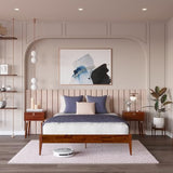 Bme Dinkee 15-Inch Dark Chocolate Solid Wood Queen Platform Bed Frame with Minimalist Japanese Joinery Bme