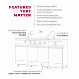 Tytus Fresno 60,000 BTU 5 Burner Propane or Natural Gas Island Grill & Storage Cabinets, 864 sq. in. cooking area, 4 Burner 48,000 BTU Grill, 12,000 BTU Side Burner, 304 Steel Burners, Ice Bucket TYTUS