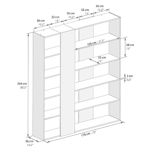 Rachele Modern Oak Bookcase - Versatile Double-Sided Storage Solution for Home and Office - WoodArtSupply