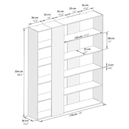 Rachele Modern Oak Bookcase - Versatile Double-Sided Storage Solution for Home and Office - WoodArtSupply