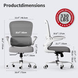 TRALT Office Chair - Ergonomic Desk Chair with Adjustable Lumbar Support, Mesh Computer Chair, Executive Chairs for Home Office Comfortable Lumbar Support (White) TRALT
