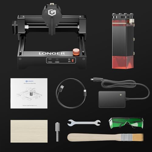 LONGER Ray5 mini 2.5W Laser Engraver with Rotary Roller, 12000mm/min High-Speed Cutter for Wood, Metal, Acrylic, Leather, DIY CNC, 130x140mm Engraving Area, WiFi, Emergency Stop Safety Longer