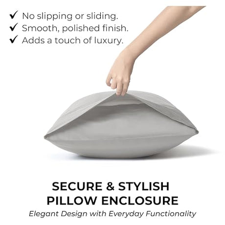 Mayil Manor 100% Natural Cotton Bed Sheets | 500 TC Single-Ply Sateen Weave Cal King Sheet Set | Breathable & Hypoallergenic Solid 4-Piece Bedding with Deep Pocket Fitted, Flat, Pillowcase | Grey Mayil Manor