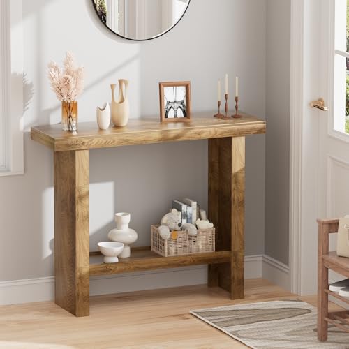 LIFECHOVY Farmhouse Wood Entryway Table Narrow Console Tables with Storage Behind The Couch Sofa, Entrance Side Table with Shelves for Hallway, Living Room, Foyer, Rustic LIFECHOVY
