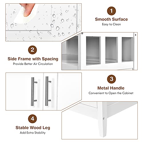 Costzon Buffet Cabinet, Wooden Sideboard with 2 Doors, Adjustable Shelf, Accent Coffee Bar Cabinet, Kitchen Storage Cabinet for Living Room, Dining Room, Hallway Costzon