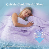 Cozy Bliss Seersucker Cooling Comforter Queen Size, Q-Max 0.45 Reversible Lightweight Cooling Blanket, Breathable Silk Smooth Summer Bedding Quilt for Hot Sleepers Night Sweats Purple Cozy Bliss