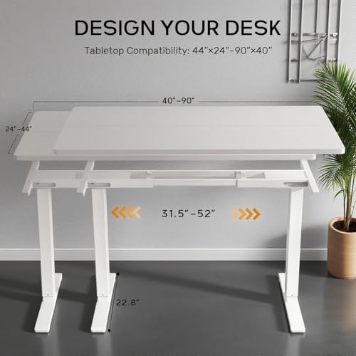 Qidbeld Dual Motor Standing Desk Frame with 330 lbs, Electric Adjustable Legs, Compatible Desktop Size 40″-90″, 3 Memory Height Settings Stand up Desks Frame Workstation, Black Frame Only Qidbeld