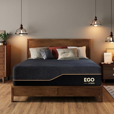 EGOHOME 14 inch Hybrid Full Mattress,Memory Foam Pocket Spring Mattress with Cooling Cover,Bed in a Box,CertiPUR-US Certified,Targeted Support Pressure Relief, 54x75x14 Black MLILY