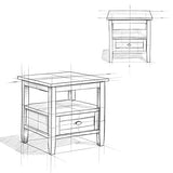 SIMPLIHOME Warm Shaker SOLID WOOD 20 inch wide Rectangle Rustic End Side Table in Distressed Grey with Storage, 1 Drawer and 1 Shelf, for the Living Room and Bedroom SIMPLIHOME