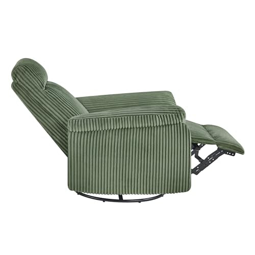 KISLOT Swivel Rocker Recliner for Adults, Corduroy 360 Degree Swivel Glider Recliner Manual 3-Position Adjustable Easy Assembly for Small Space Living Room Nursery Bedroom