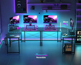 Casaottima L Shaped Gaming Desk with Monitor Stand, Corner Desk Gaming Table for Home Office, Computer Desk Sturdy Writing Workstation for Small Space, 51 inch, Carbon Fiber Surface, Black Casaottima