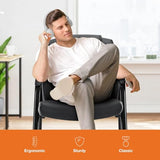 Sweetcrispy Waiting Room Chairs Set of 4, PU Leather Big and Tall No Wheels Executive Office Chair with Padded Arms for Reception Conference Room Lobby Sweetcrispy