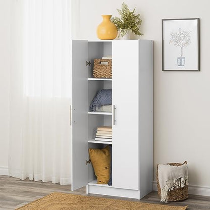 Prepac Elite 24" Storage Cabinet, White Storage Cabinet, Bathroom Cabinet, Pantry Cabinet with 3 Shelves 16" D x 24" W x 65" H, WES-2464