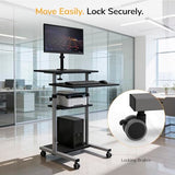 Mount-It! Mobile Computer Cart with Monitor Mount for Screen up to 32", Portable Desk on Wheels, Rolling Laptop Stand Teachers, Office, Classroom, Rise up to 53", Projector, Podium, Keyboard Tray Mount-It!