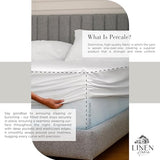 Linen Home 100% Cotton Percale Sheets Twin Size, White, Deep Pocket, 3 Pieces Set - 1 Flat, 1 Deep Pocket Fitted Sheet and 1 Pillowcase, Crisp Cool and Strong Bed Linen Linen Home