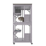 VEVOR 3-Tier Cat Playpen Catio with Wheels, Resting Box, Waterproof Roof, Windows & Doors, Removable Tray VEVOR
