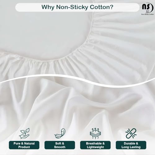 4 Piece Premium Sheet Set Cotton Full, 100% Egyptian Cotton, 12 Inch Deep Pocket of Cotton Sheets, White Solid NON Sticky cotton