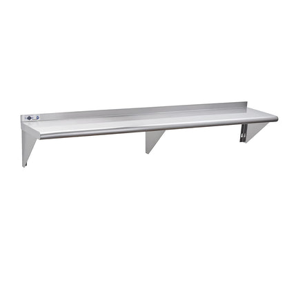 Profeeshaw NSF Stainless Steel Shelf 12” x 60”, 315 lb Commercial Shelves Wall Mounted Metal Shelving with Backsplash and 2 Brackets for Restaurant, Bar, Utility Room, Kitchen and Garage