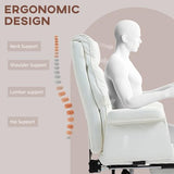 HOMCOM Executive Office Chair, PU Leather Ergonomic Office Desk Chair with Footrest, Reclining and Swivel Chair, White HOMCOM