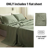 Simple&Opulence French Linen Flat Sheet,100% Natural Flax Bedding Sheet with Stone Washed King Size(108''x102'') Ultra Soft Breathable-1 Piece Flat Top Sheet Only Basic Style, Sage Green Simple&Opulence