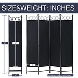 Room Divider 4 Panels 6FT Room Divider Wall Folding Privacy Screens with Steel Frame Freestanding Partition for Home Office Bedroom,Black NChanmar