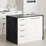 South Shore Myro Kitchen Island, Faux Black Stone and White South Shore