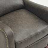 PATIOPTION Leather Pushback Recliner Chair, PU Leather Push Back Armchair, Upholstered Recliner Chair 105-135 Degree Adjustable, Retro Accent Chair for Living Room Bedroom - Gray