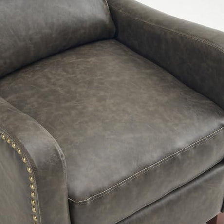 PATIOPTION Leather Pushback Recliner Chair, PU Leather Push Back Armchair, Upholstered Recliner Chair 105-135 Degree Adjustable, Retro Accent Chair for Living Room Bedroom - Gray PATIOPTION