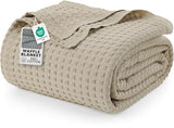 Utopia Bedding Khaki 100% Cotton Waffle Blanket 300 GSM [King - 90x108 Inch] Soft Lightweight Breathable Bed Blanket for All Season Utopia Bedding