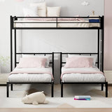 TURRIDU Metal Triple Bunk Bed for 3, Twin Over Twin Over Twin Bunk Beds with Built-in Ladders, Separates into 3 Twin Beds for Teens, Adults, No Box Spring Needed, Black TURRIDU