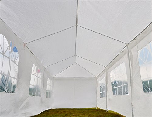 GOJOOASIS Canopy Tent Wedding Party Tent White Outdoor Gazebo (10' x 30' with 8 Walls) GOJOOASIS