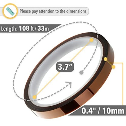 Mr. Pen- Heat Tape, 10mm x 33m(108ft), 2 Rolls, Heat Tape for Sublimation, Heat Resistant Tape, Heat Transfer Tape, High Temperature Tape, Thermal Tape, Heat Press Tape, High Heat Tape - WoodArtSupply