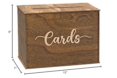 Cregugua Rustic Wooden Card box 12x9x7 Inch Gift Card Box for Wedding Birthday Baby Shower Graduation Party Cregugua