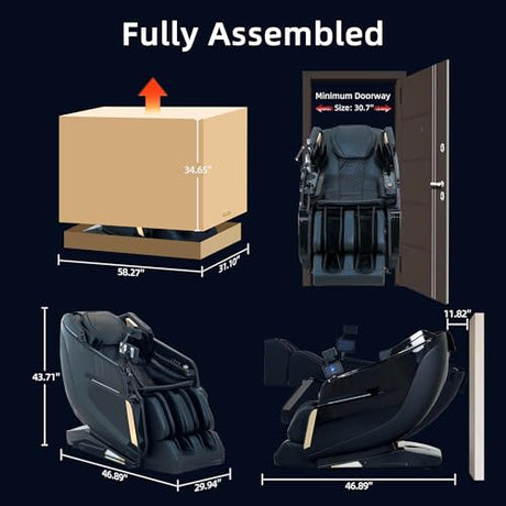 4D Massage Chair Full Body Zero Gravity SL-Track Real Relax Massage Chair Recliner-Shiatsu,Heat,Calf-Extension,20-Massage Technique,Thai Yoga Stretch,Foot Roller,AI Voice,Touch Screen,Wireless Charge Vosaky