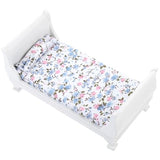 Gxsterd 1/12 Dollhouse Bed Miniature Single Bed Vintage Woode Mini Bed for for 6 inch Dolls Dollhouse Bedroom Furniture with Bedding Fabric (White) Gxsterd
