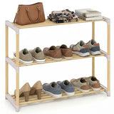 Giantex Pine Wood Shoe Rack for entryway, 3-Tier Stackable Shoe Organizer with Slatted Open Shelves, Free Standing Shoe Shelf for Closet, Hallway, Bedroom, Living Room Giantex