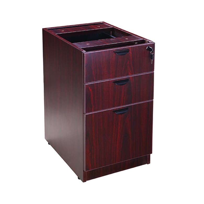 Boss Office Products Belarus Executive U-Shape Curved Bow Desk with Hutch and File Storage Pedestal, 71", Mahogany Boss Office Products