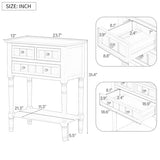 Knocbel Slim Antique Entry Console Table with 3 Drawers & Bottom Open Shelf, Solid Wood Narrow Sofa Couch Table for Entryway Hallway Living Room 23.7" W x 13" D x 31.4" H Beige Knocbel