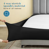 BYSURE Jersey Knit King Size Sheets Set 6 Pieces, Stretch Super Soft and Wrinkle-Free Bed Sheets, Spandex Blend with 18-inch Deep Pocket, Black BYSURE