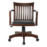 OSP Home Furnishings Deluxe Wood Banker's Desk Chair with Padded Seat, Adjustable Height and Locking Tilt, Espresso Finish and Black Vinyl OSP Home Furnishings