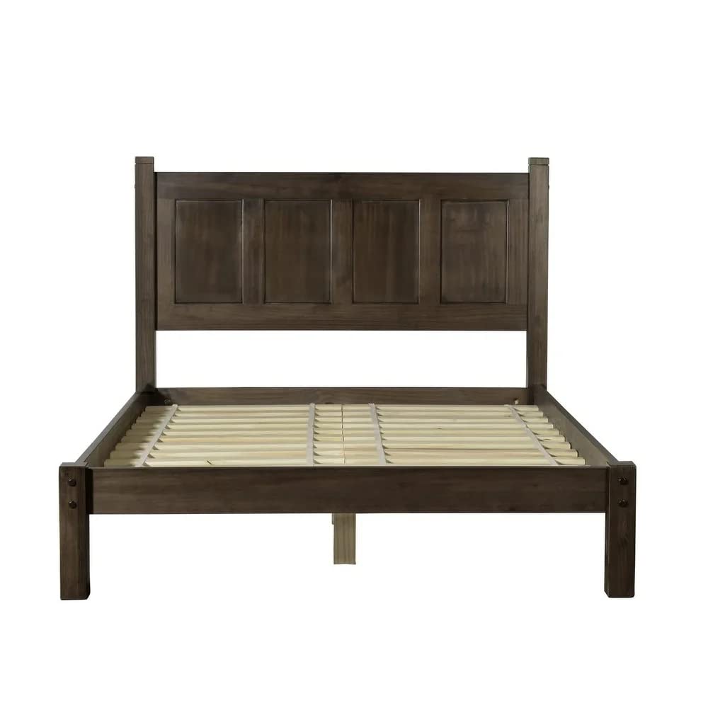 Grain Wood Furniture Shaker Solid Wood Panel Platform Bed, Queen Size, Expresso - WoodArtSupply