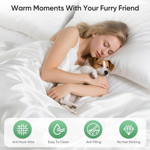 Luxury Organic Tencel & Viscose from Bamboo Cooling Sheet Set,Silky Soft Lyocell Sheets with Deep Pocket, Hypoallergenic & Breathable Bedding with Pillowcases (White, King)