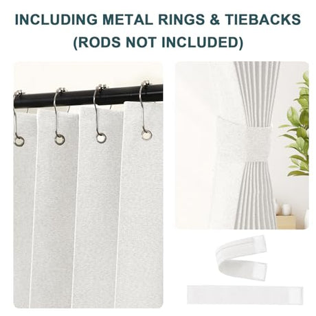 Turquoize 100% Blackout Curtains for Sliding, Accordion & Patio Doors - Extra Wide, Folding Closet Door Curtain with Hooks, Room Divider - W100 x L78, Off White Turquoize