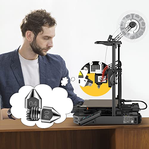 Creality 5 Packs Hardened Steel MK8 Nozzle for 3D Printers with High Temperature Resistance Upgraded Tungsten All Metal Nozzle Ends for Makerbot Ender 3 Ender-3 pro S1 CR-10 Series Creality