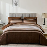Dobuyly Brown Comforter Queen Size 7 Pieces, Boho Striped Bed in a Bag Set, Soft Microfiber Bedding Set with Comforter, Sheets, Pillowcases & Shams Dobuyly