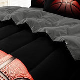 Leaflin Teenage Boy Bedding Sets Full Size 5 Pieces Basketball Comforter Set for Boys Bed in a Bag Set, Basketball Bedding Full, Red Black Leaflin